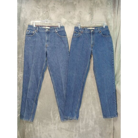 Levis 550 Jeans Womens 12 Long Blue Denim Relaxed Tapered High Rise Y2K Lot of 2 - Picture 1 of 8